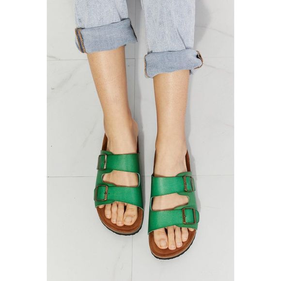 MMShoes Shoes - Mmshoes Feeling Alive Double Banded Slide Sandals in Mid Green